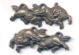 Menuki Kirin (Silver / Antique Brass)